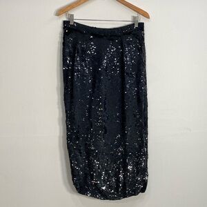 Modi Vintage Pure Indian Silk‎ Sequin Skirt High Slit